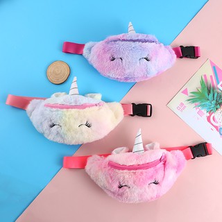 Túi đeo chéo cho bé thắt lưng vải lông cừu Unicorn 26,5x16,5cm