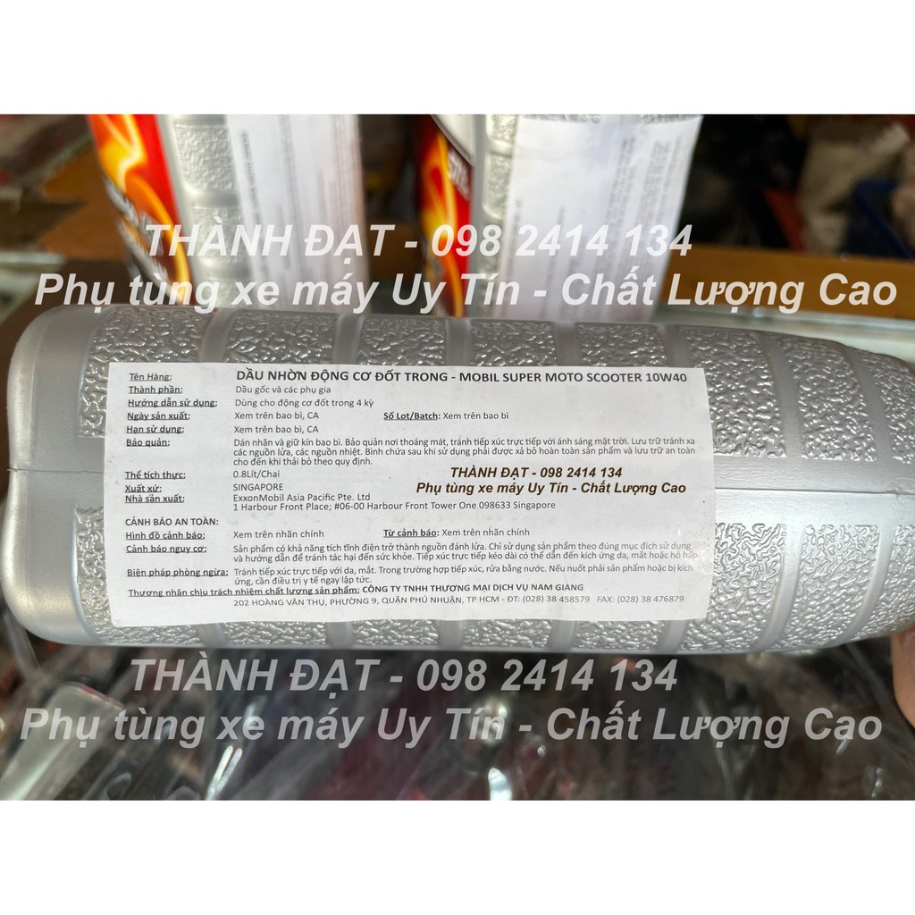 Dầu nhớt chính hãng Mobil cao cấp nhập khẩu SINGAPORE dành cho xe số 20W-50 và xe tay ga 10W-40, 0,8L và 1L