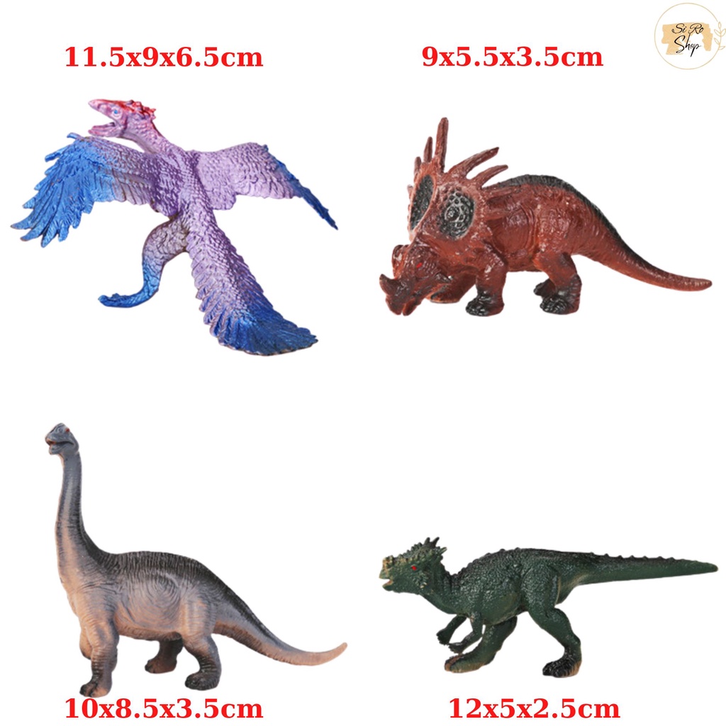 Mô hình khủng long SHOPSIRO, đồ chơi khủng long bằng nhựa cho bé, bộ gồm 4 con khủng long ngẫu nhiên 9-12cm