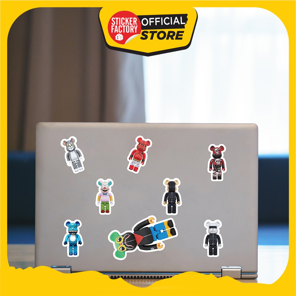 Hộp set 30 sticker decal hình dán nón bảo hiểm, laptop, xe máy, ô tô - Bearbrick - STICKER FACTORY