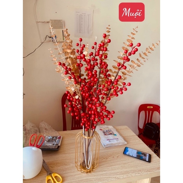 Set Bình Đào Đông Đón Tết ( Bình + đào đông + cành vàng) ảnh thật