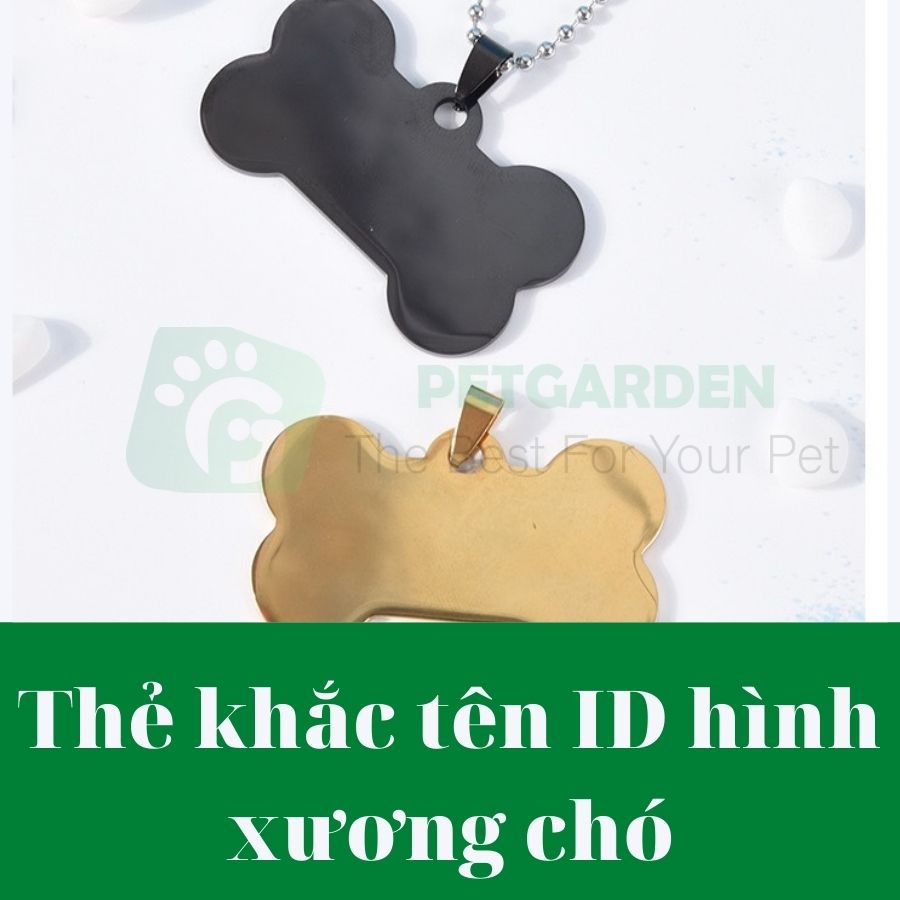 Thẻ Tên ID Thú Cưng - Bảng Tên ID Cho Chó Mèo Hình xương PetTag Petgarden (khắc laser theo yêu cầu)