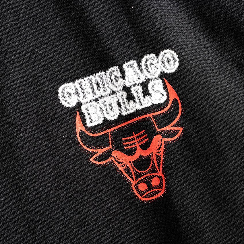 Áo thun New Era NBA Bulls-chính hãng-Đen logo đỏ
