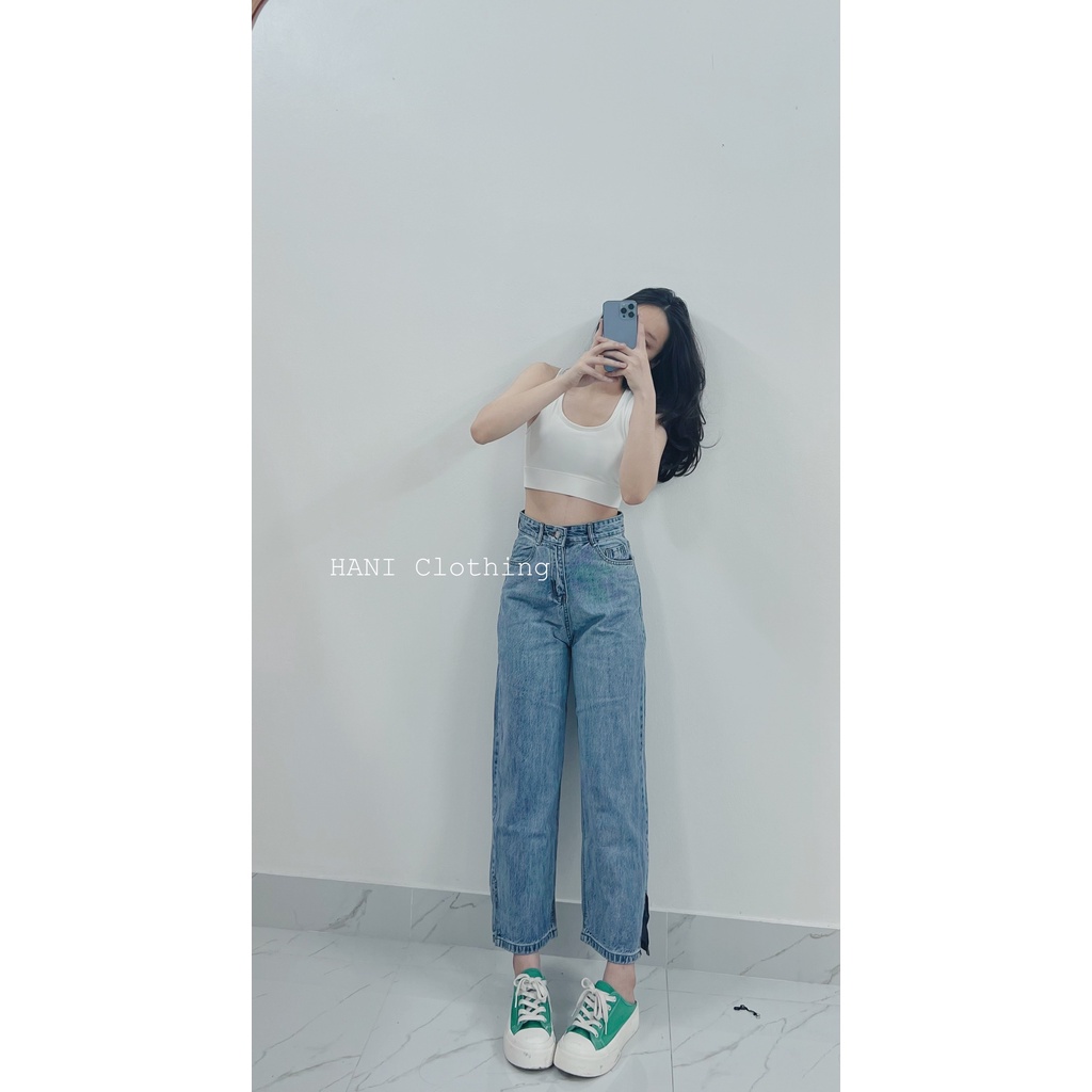 Quần Jeans Xuông Cạp Cao Xẻ Gấu | BigBuy360 - bigbuy360.vn