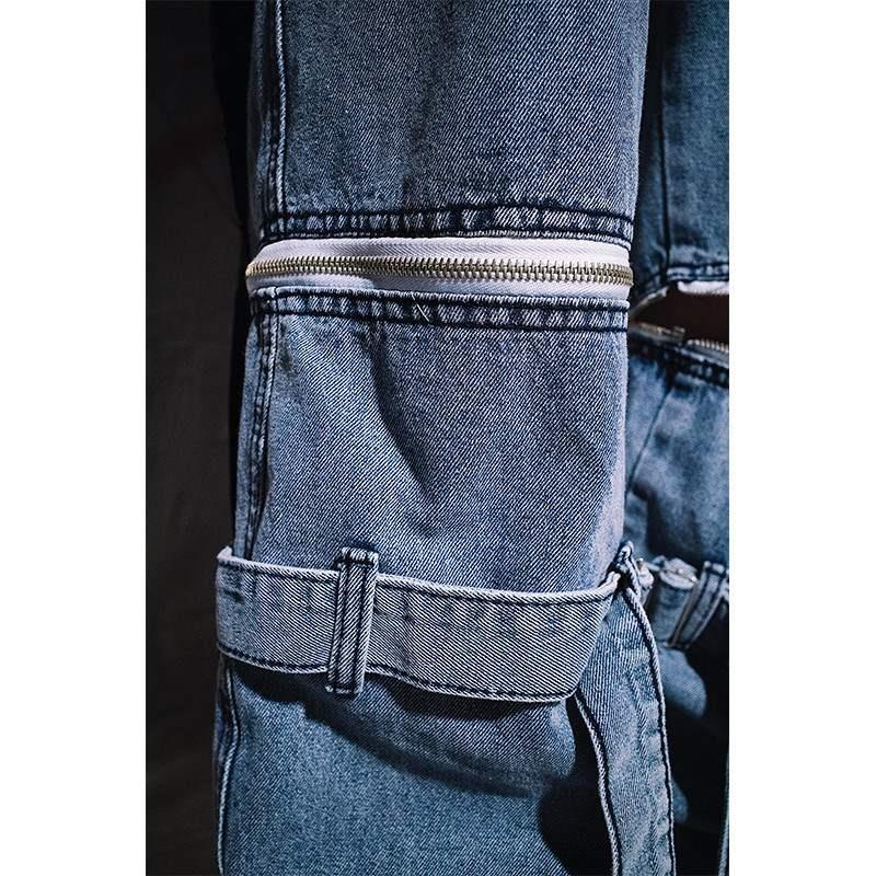 Quần jeans Dài Phối Dây Kéo Phong Cách Âu Mỹ Cá Tính levis 501