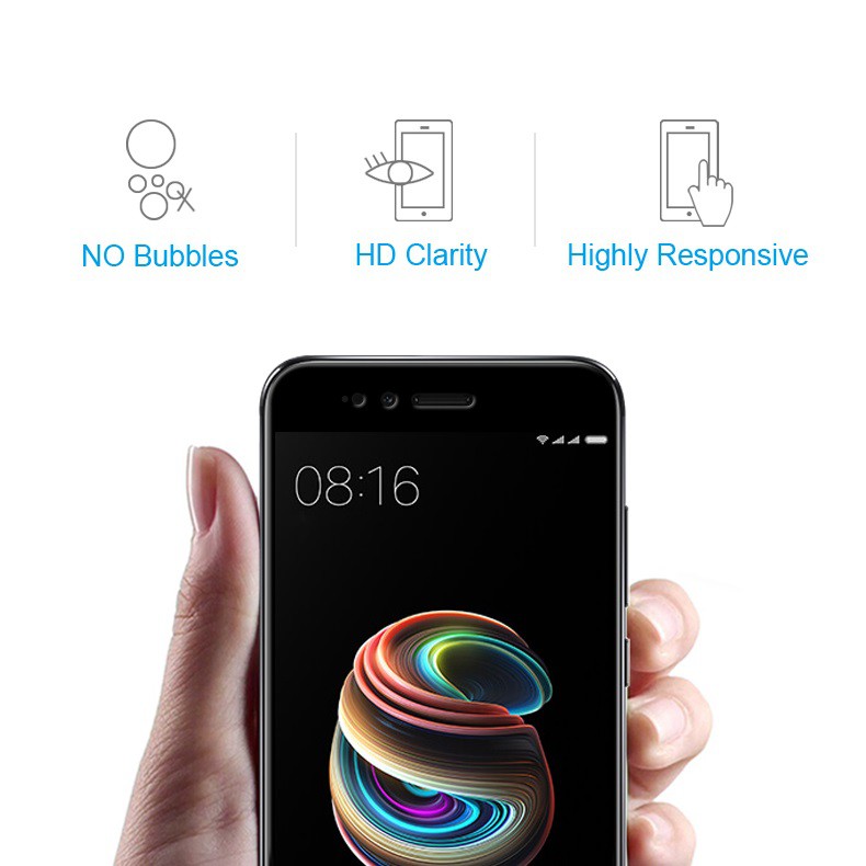 Kính cường lực phủ màn hình 5D Xiaomi Mi5X (Đen)