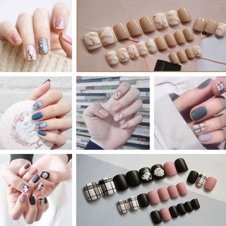 bộ dán móng tay nhựa 24 móng kèm keo dán hot trend