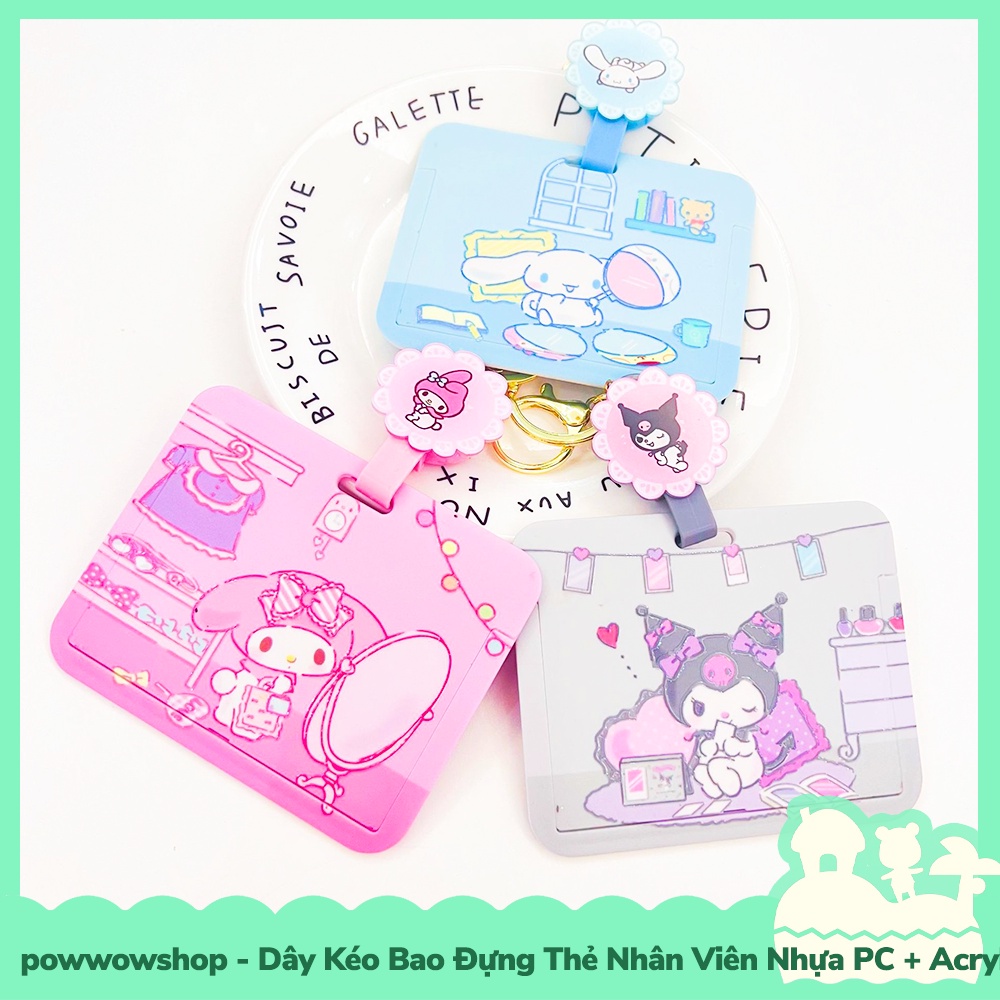 [Sẵn VN - Hỏa Tốc] Dây Kéo Bao Đựng Thẻ Nhân Viên Nhựa PC + Acrylic Mẫu Nhân Vật Hoạt Hình Sanrio Family Days LIfe Happy