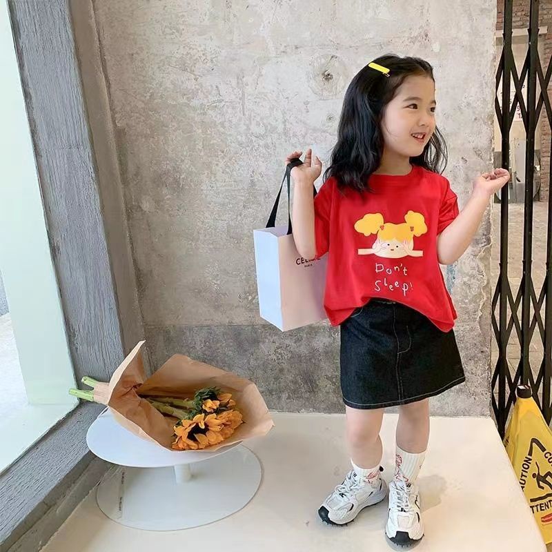 Áo Thun Cotton Nguyên Chất Tay Ngắn Phong Cách Nhật Bản Thời Trang Mùa Hè Hàng Mới 2022 Phong Cách Phương Tây Dành Cho Bé Gái 100