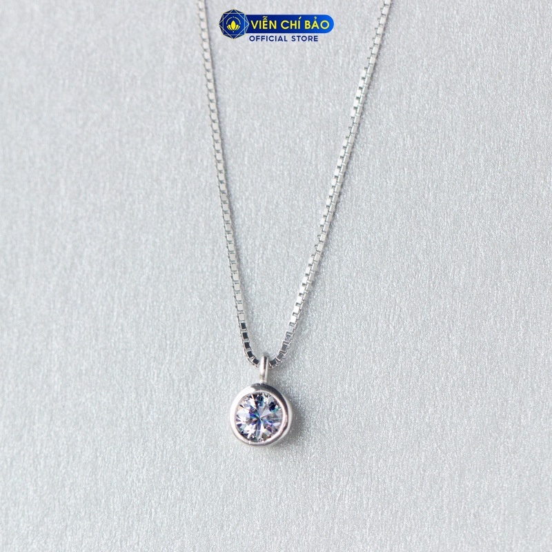 Dây chuyền bạc nữ mặt tròn đính đá trắng nhỏ bạc 925 thời trang phụ kiện trang sức nữ Viễn Chí Bảo D400485x