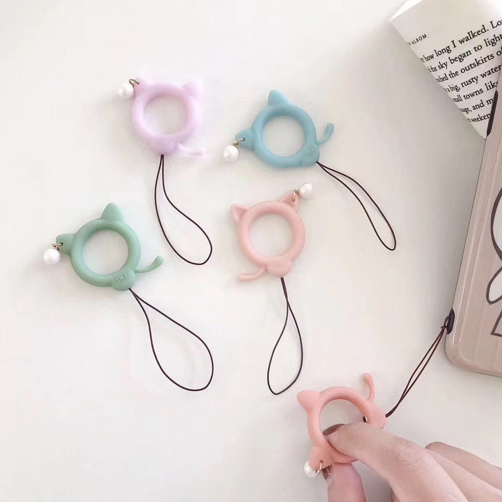 Nhẫn đeo tay dây ngắn kiểu hoạt hình đáng yêu bằng silicon cho điện thoại | BigBuy360 - bigbuy360.vn