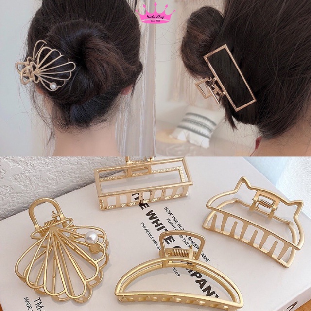 Kẹp tóc, cặp càng cua kim loại cho nữ, kẹp sò, ngoạm tóc Hàn Quốc, Hichi shop