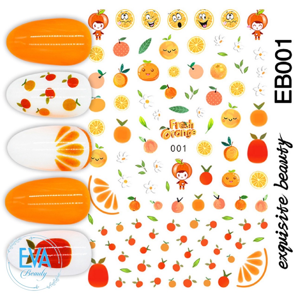 Sticker Dán Móng Tay 3D Dạng Decal Dán Chống Nước Hoạ Tiết Quả Đào Hồng Peach Cute  JO1234