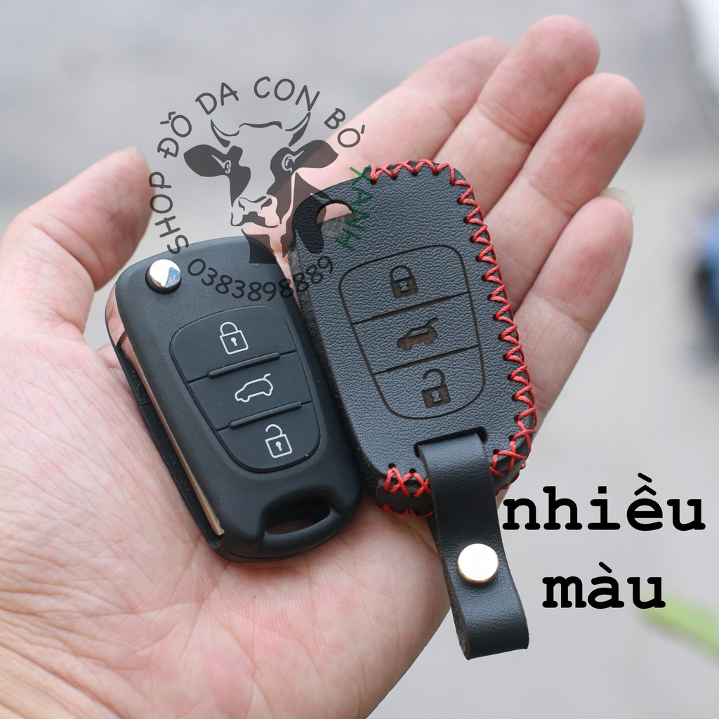 Bao Da Chìa Khoá Hyundai i20, i30, Accent, Elantra Handmade Da Thật (chìa gập mẫu cũ) 002