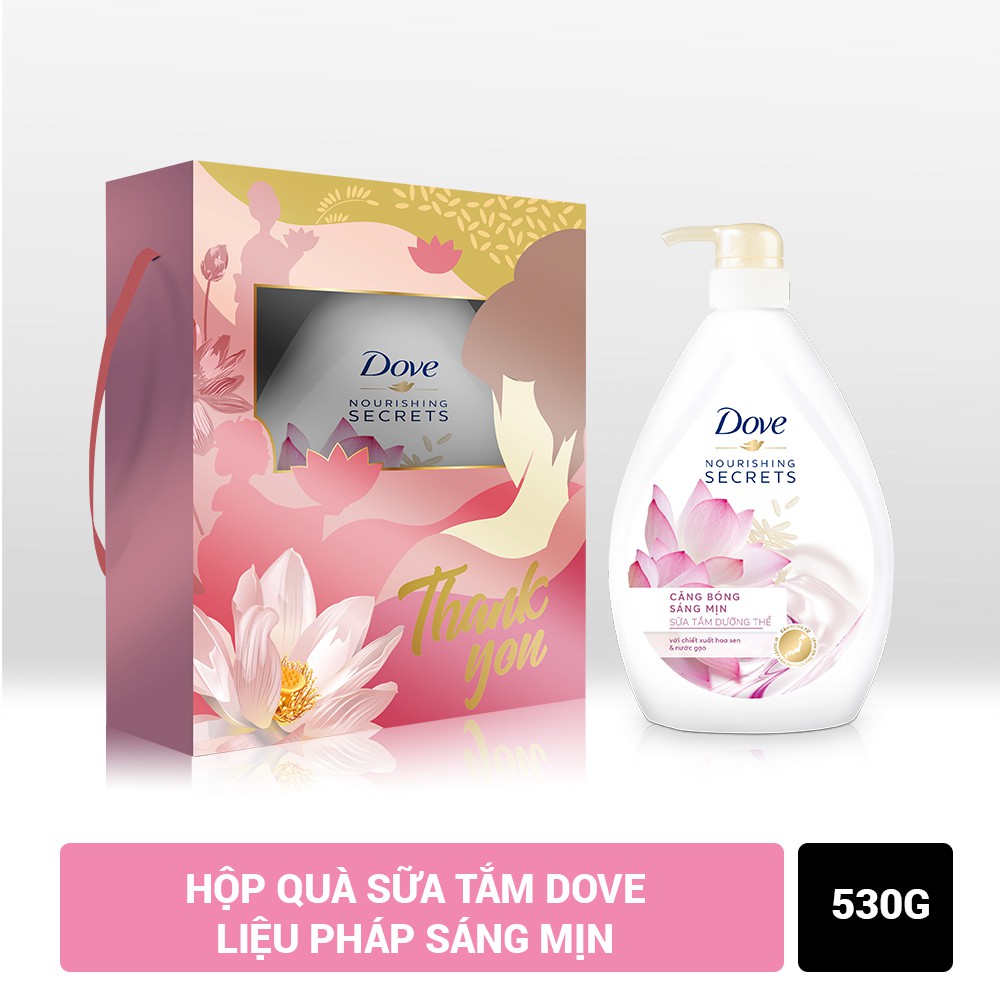 Hộp quà Sữa tắm Dove dưỡng thể thiên nhiên Liệu pháp sáng da 530gr