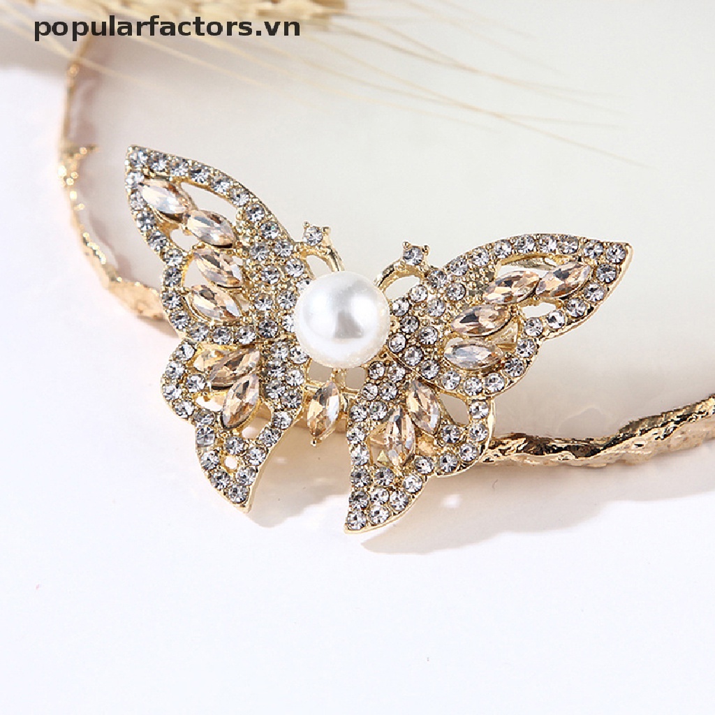 Huy hiệu cài áo hình bướm đính đá thời trang sang trọng cho nữ