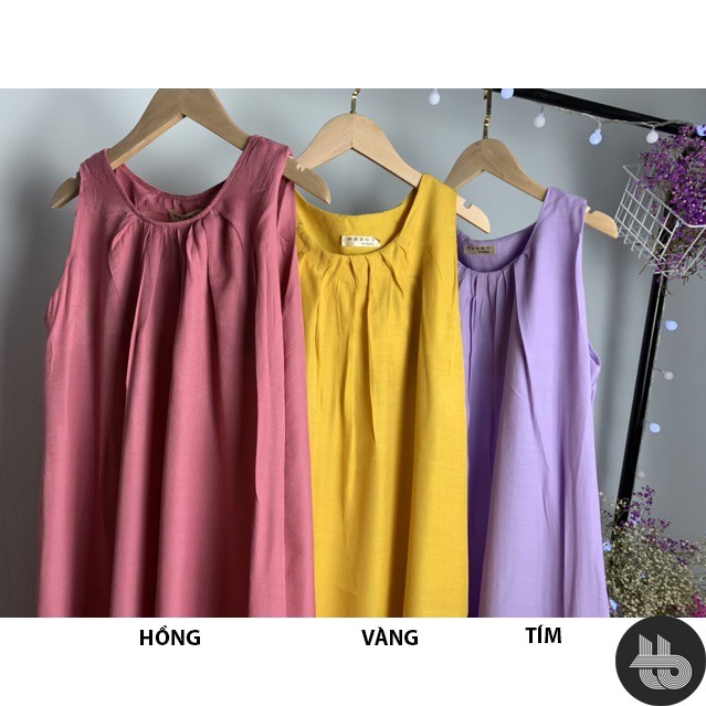 [ Mã FAMAYWA2 giảm 10K đơn 50K] Đầm Dáng Suông Váy Suông Kiểu Maxi Cổ Yếm Chất Đũi Mát | BigBuy360 - bigbuy360.vn