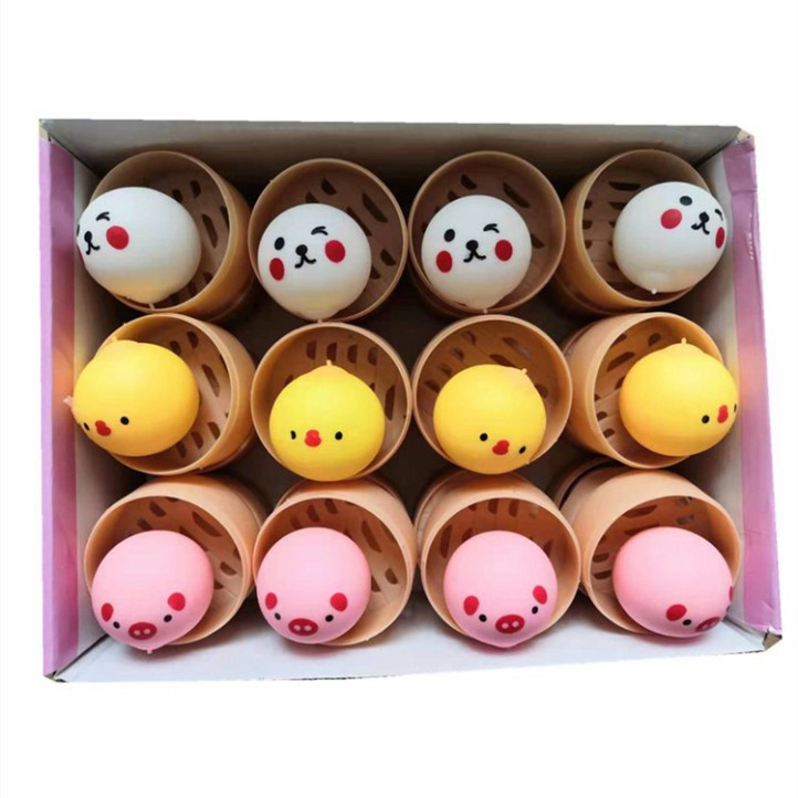 GUDETAMA SQUIShY Bánh Bao Bóp Hạt Xanh Và Hồng cực đáng yêu mochi slime