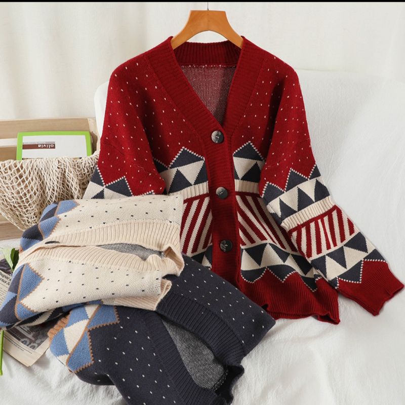áo cardigan len hoạ tiết thổ cẩm ulzzang