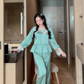❌Bộ lụa Latin tay dài phối ren tiểu thư