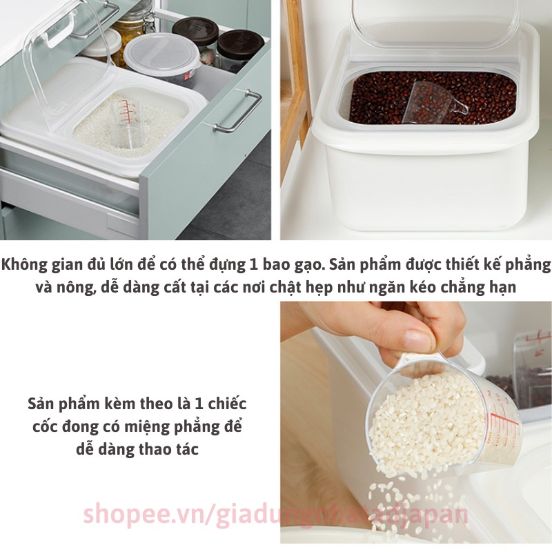 Thùng đựng gạo đa năng 6kg inomata hàng nội địa Nhật Bản AD54