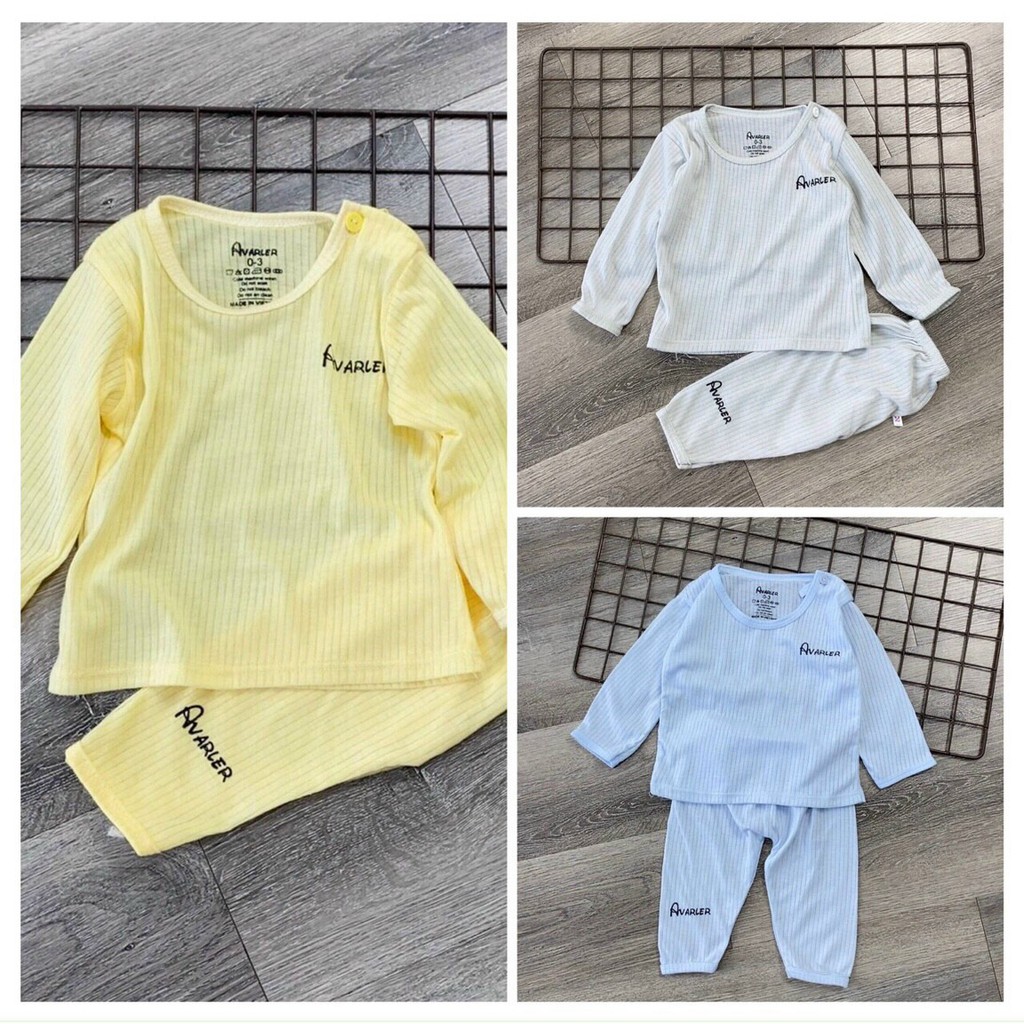 Bộ dài tay tăm avalew (siêu đẹp) đô tay dài cotton tăm gân sơ sinh Baby kidshop