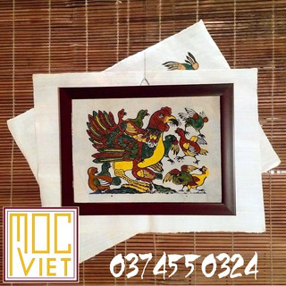 Tranh Đông Hồ Gà đàn tranh cỡ 27x37cm
