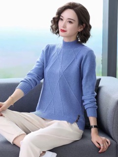 7 Áo len gân đính cúc sườn