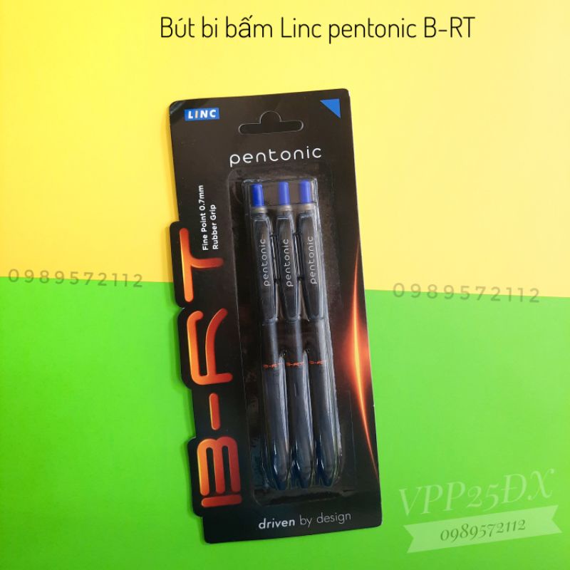 Bút bi bấm Linc pentonic B-RT 0.7mm (vỉ 3 cái)