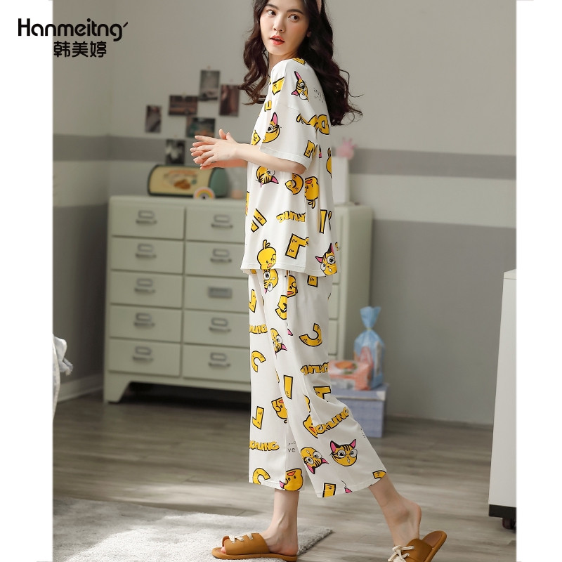 Bộ Quần Áo Ngủ Tay Ngắn Dáng Rộng Thiết Kế Xinh Xắn Đáng Yêu Cho Bạn Gái | BigBuy360 - bigbuy360.vn