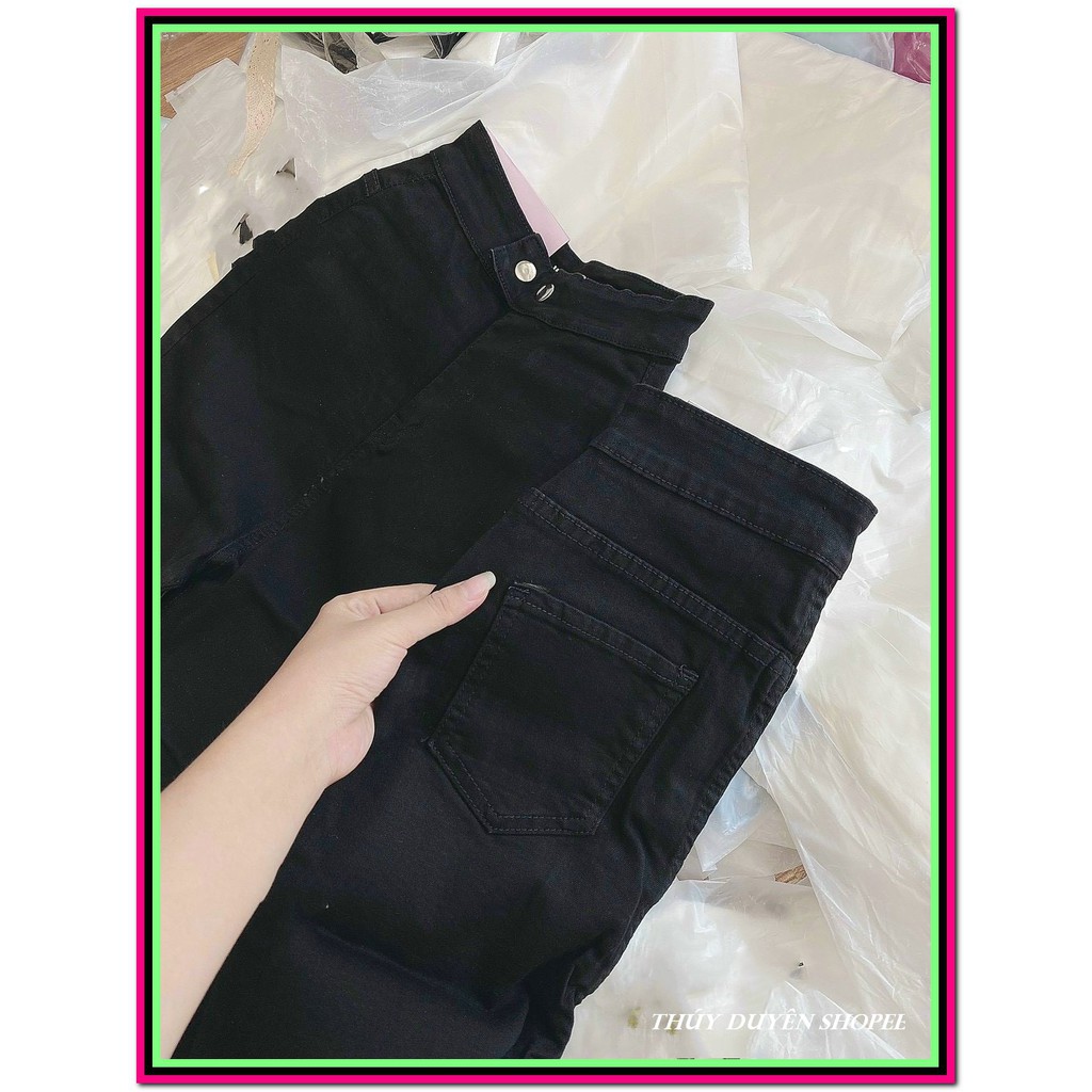 Quần jean nữ lưng cao KIỂU ĐAI KHÔNG ĐỈA 2 CÚC 2 TÚI SAU ( k có túi trước )  DT3-76
