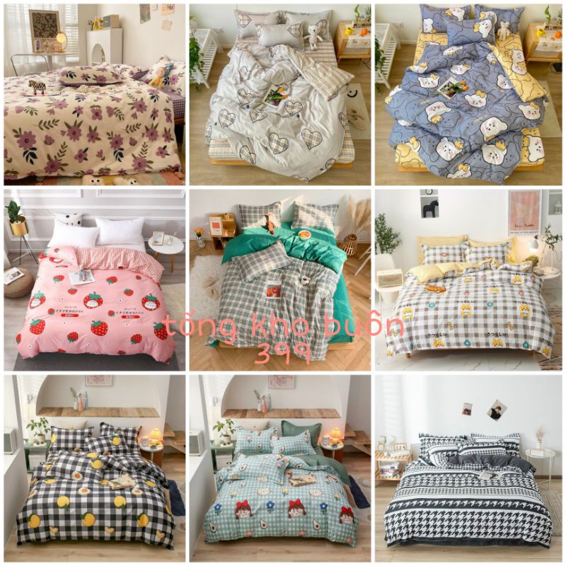 [RẺ VÔ ĐỊCH] bộ chăn ga gối 4 món cotton poly phong cách Hàn Quốc đẹp, chăn ga gối nệm, chăn, mền