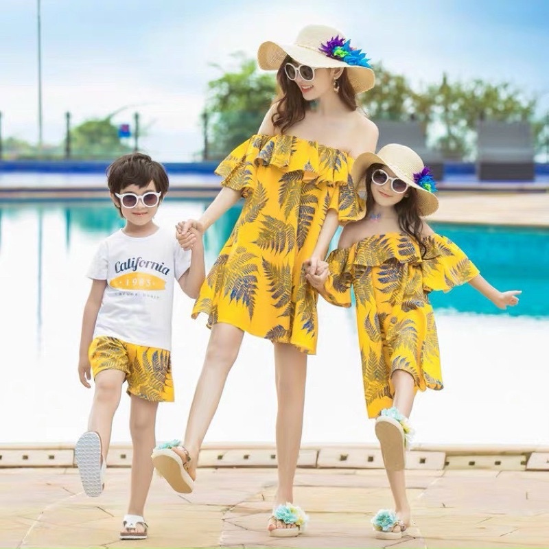 Bộ đồ gia đình đi biển, đi du lịch, đồng phục nhóm