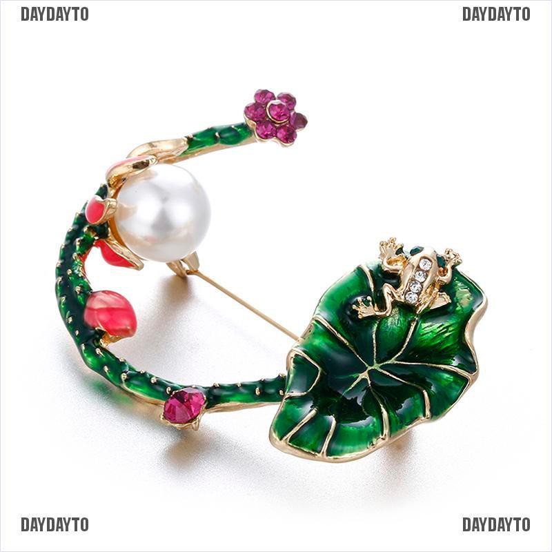 Ghim Cài Áo Hình Hoa Sen / Chú Ếch Xanh Lá Tráng Men Xinh Xắn