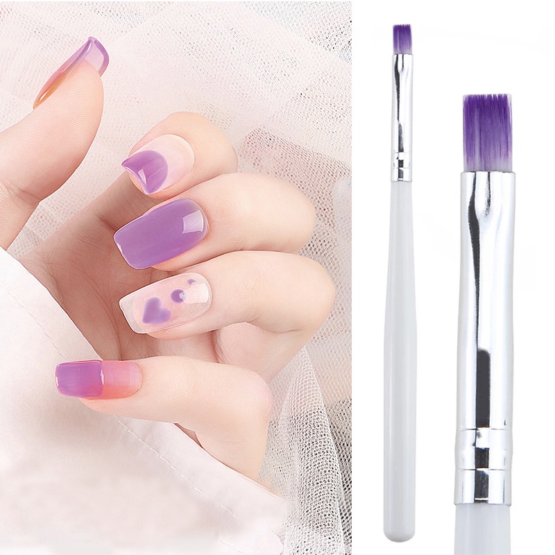 Cọ Vẽ Móng Tay Nghệ Thuật Acrylic Pha Lê Màu Tím Thời Trang Có Tay Cầm Màu Trắng
