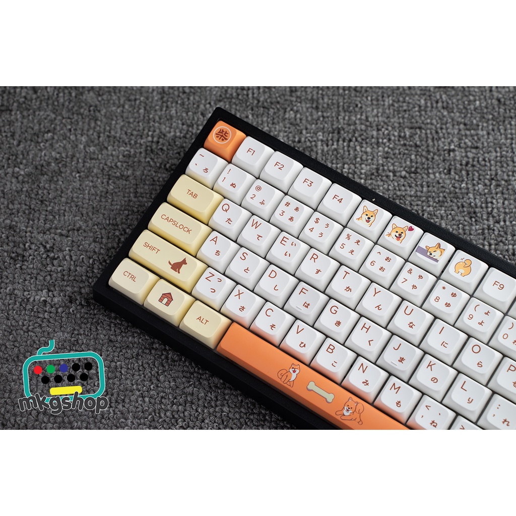 Keycap Shiba dog, in nhiệt, nhựa PBT dày, XDA profile, 134 nút bàn phím cơ