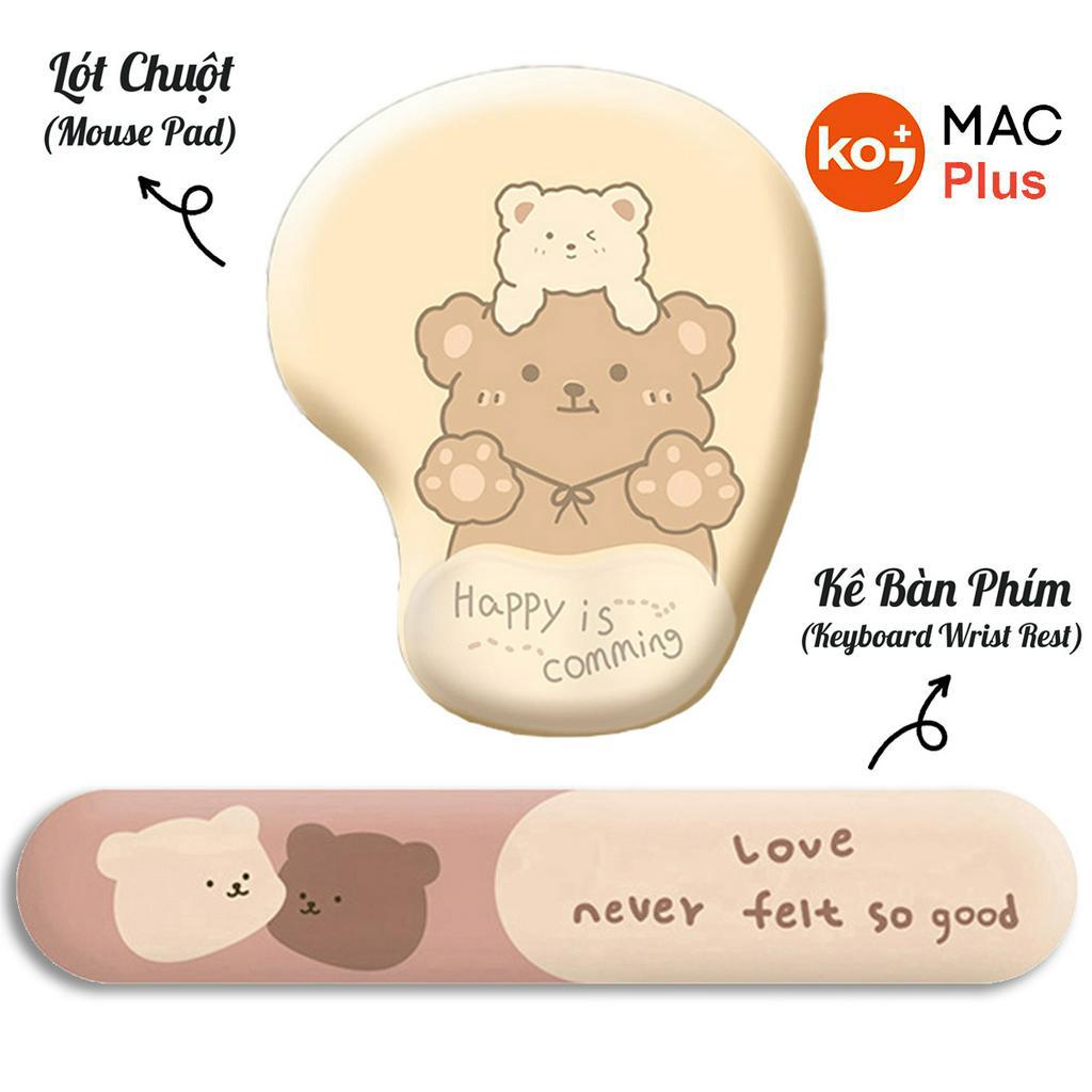 Bộ Lót Chuột Kê Tay Bàn Phím Có Đệm Silicon Galaxy Anime Bear ( Mousepad Cute Girl Mèo Cực Xinh Decor Giá Rẻ Học Sinh )