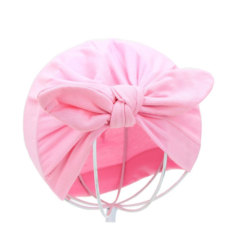 Mũ cotton thắt nơ màu trơn xinh xắn cho bé