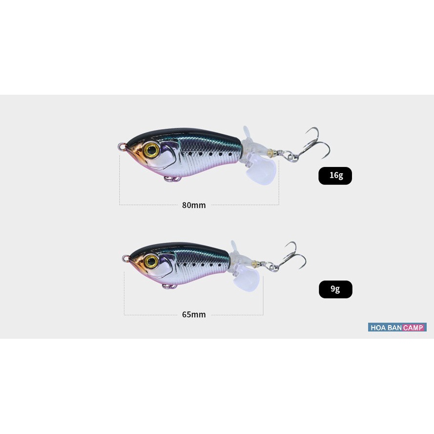 Mồi Pop Cánh Quạt Câu Cá Măng, Lóc Bông, Vược - Mulin | 9g &amp; 16g