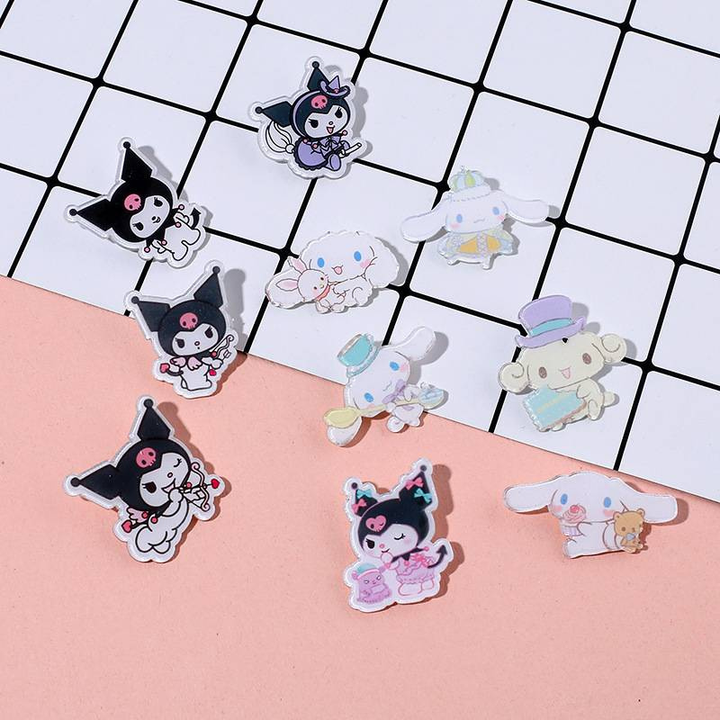 Cài Áo Hoạt Hình Nhựa Acrylic, Huy Hiệu Balo, Pin Cài Áo Sticker Cartoon Kuromi Nhật Bản AMKO HH10