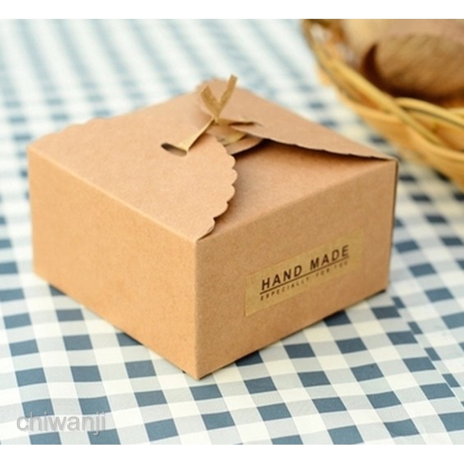 Hộp Giấy Kraft Hình Vuông Đựng Kẹo / Quà Cưới
