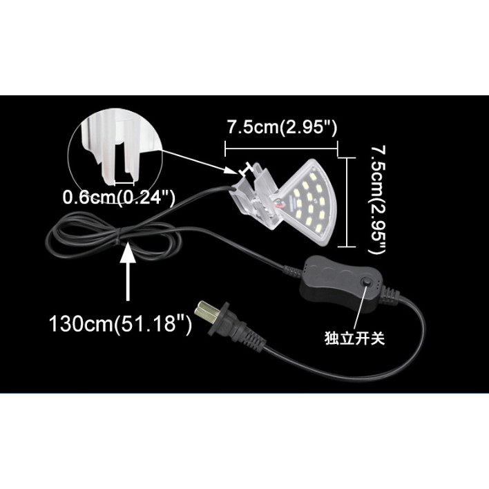 Đèn LED kẹp 5W cho bể cá cảnh