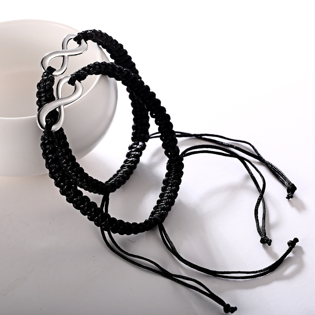 Set 2 vòng tay bện RINHOO mặt dây hình biểu tượng vô cực thời trang