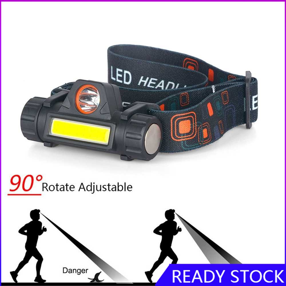 Đèn pin đội đầu bóng LED XPE + COB với công tắc + cáp sạc USB | BigBuy360 - bigbuy360.vn