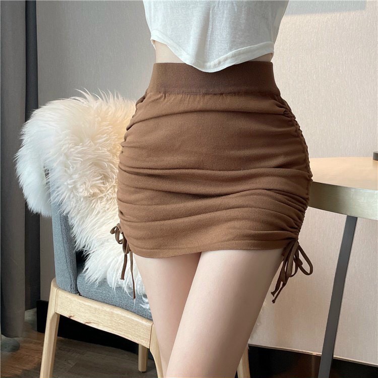 Chân váy body lưng cao rút dây 2 bên sexy . chất thun gân co giãn mềm mịn