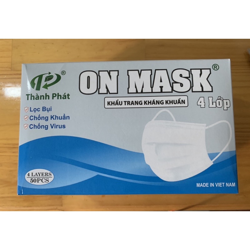 Khẩu trang y tế kháng khuẩn 4 lớp On Mask Thành Phát (trắng)