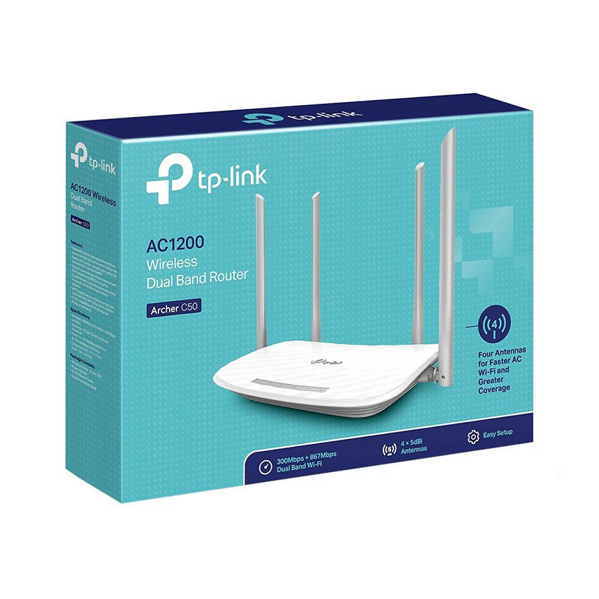 Bộ phát wifi TP-Link Archer C50 Wireless AC1200Mbps, 4 Ăng ten cho tốc độ phát và phủ sóng mạnh