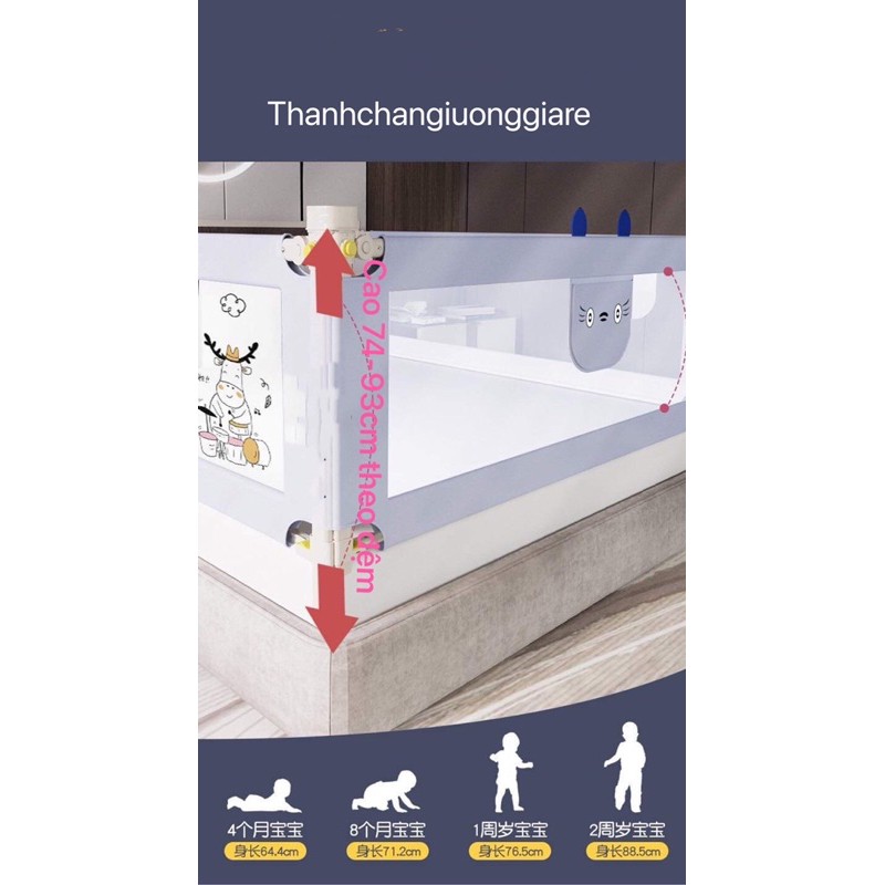 thanh chắn giường bản nâng cấp, nâng hạ 1bên (m5,m6,m8,m9,2m,2m2)