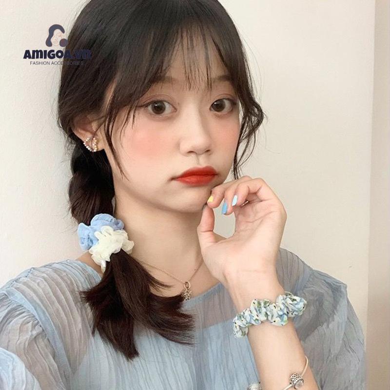 ✨✨ Set 3 dây buộc tóc vải lưới in hoa phong cách Hàn Quốc thời trang mới