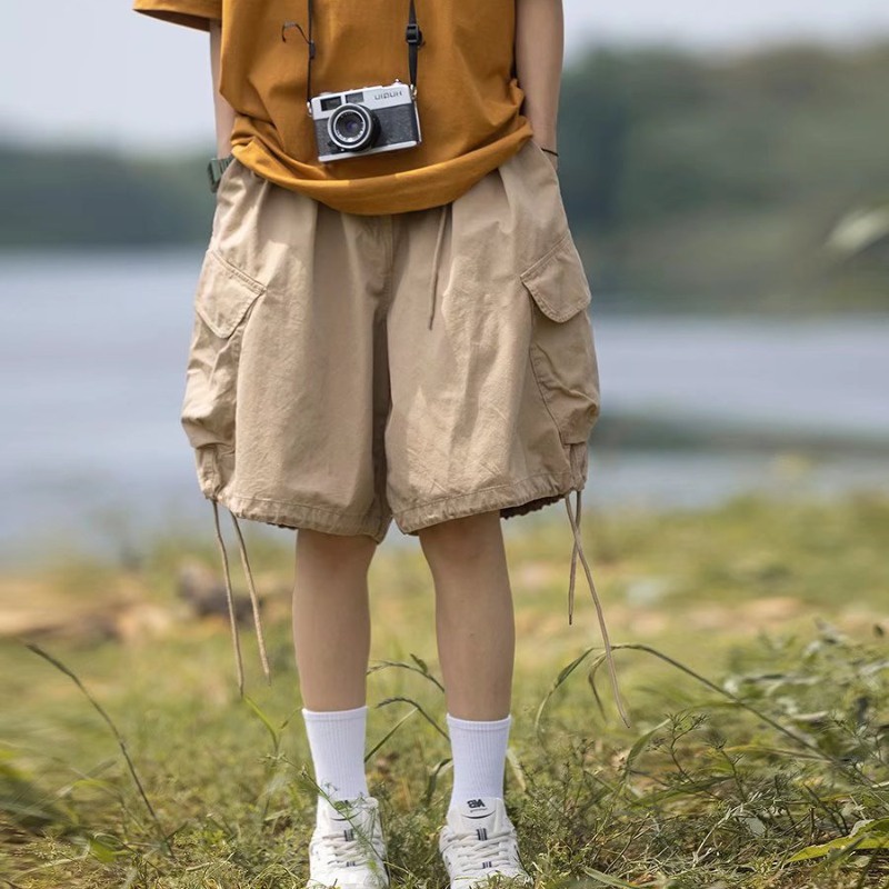 Quần Short Ống Rộng Có Túi Thời Trang Mùa Hè Phong Cách Nhật Bản Size M-2XL Cho Nam Quần short kaki nam PATTERN THE cạp chun